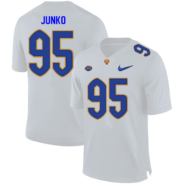 Men #95 Caleb Junko Pitt Panthers College Football Jerseys Sale-White